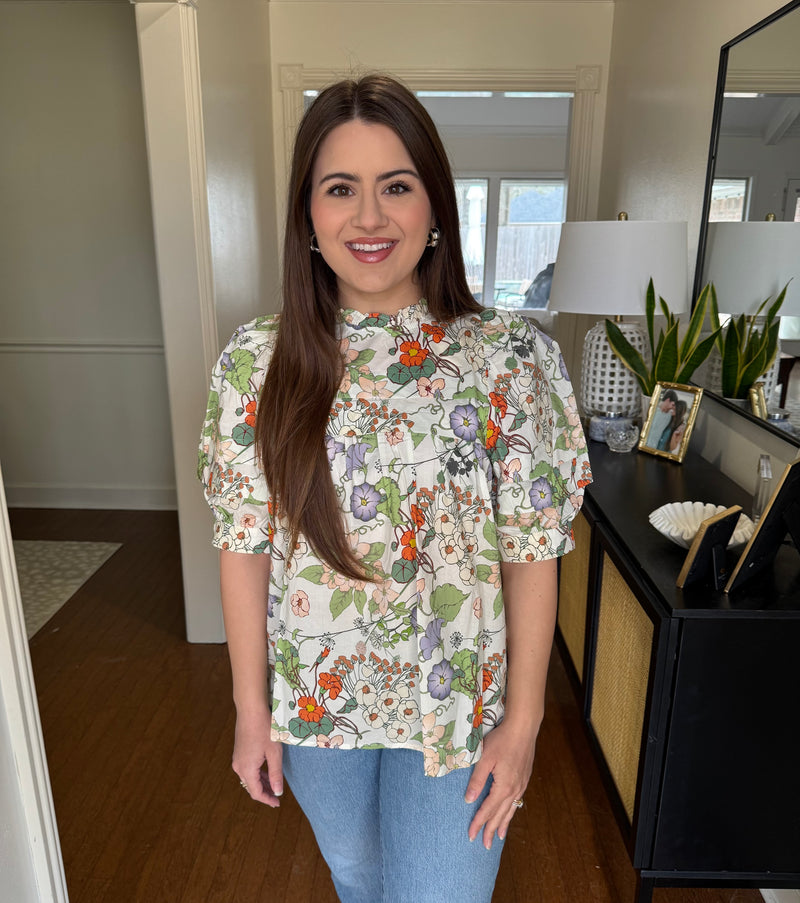 Puff Sleeve Floral Top