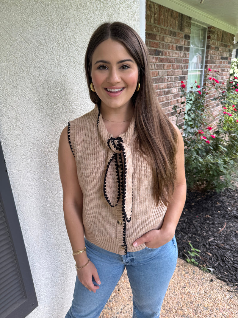 Taupe Tie Top
