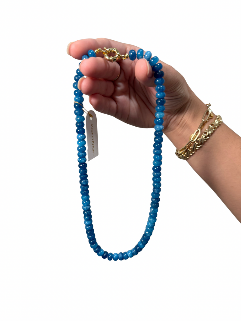 Ocean Blue Candy Beaded Necklace