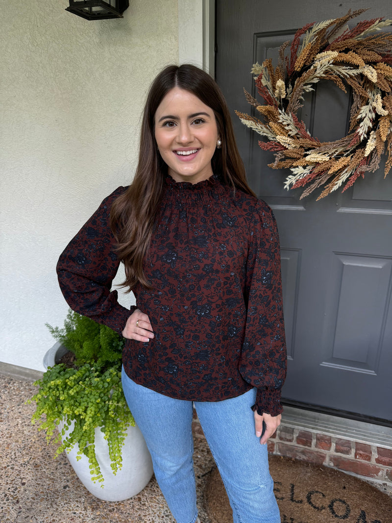 Chocolate Floral Top