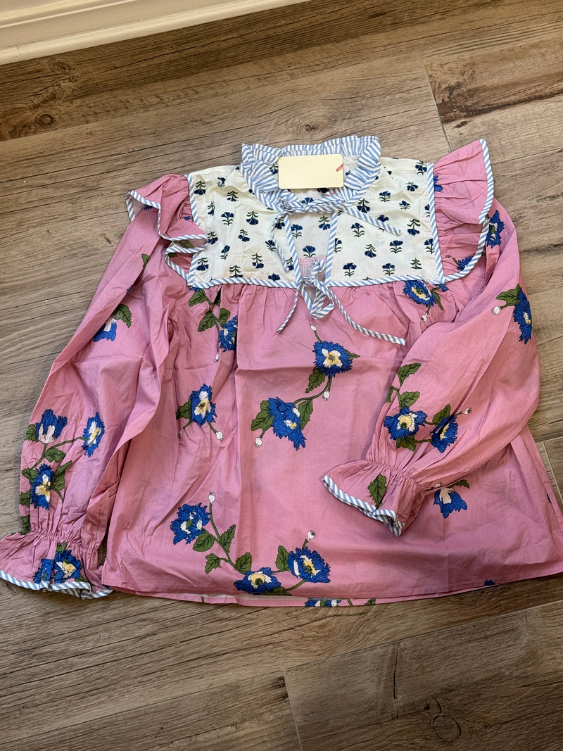 Pink Long Sleeve Floral Top