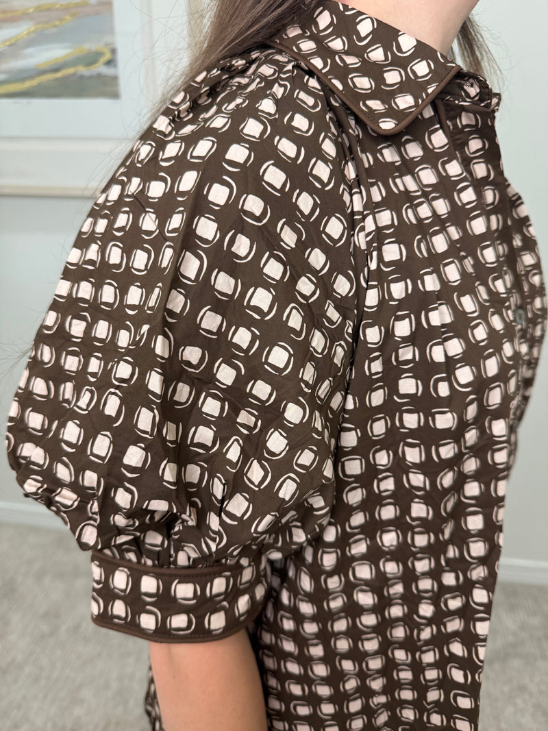 Brown Short Sleeve Dress