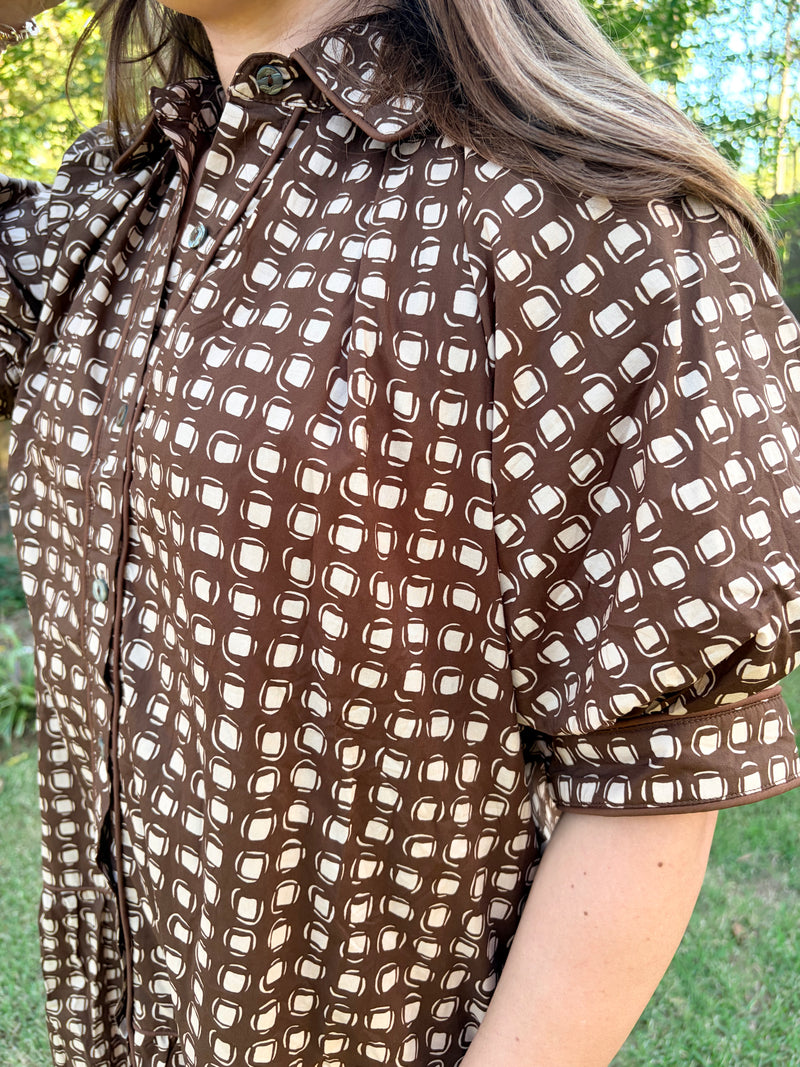 Brown Short Sleeve Dress