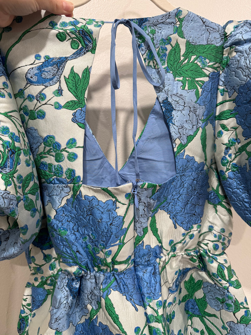 Blue & Green Floral Mini Dress