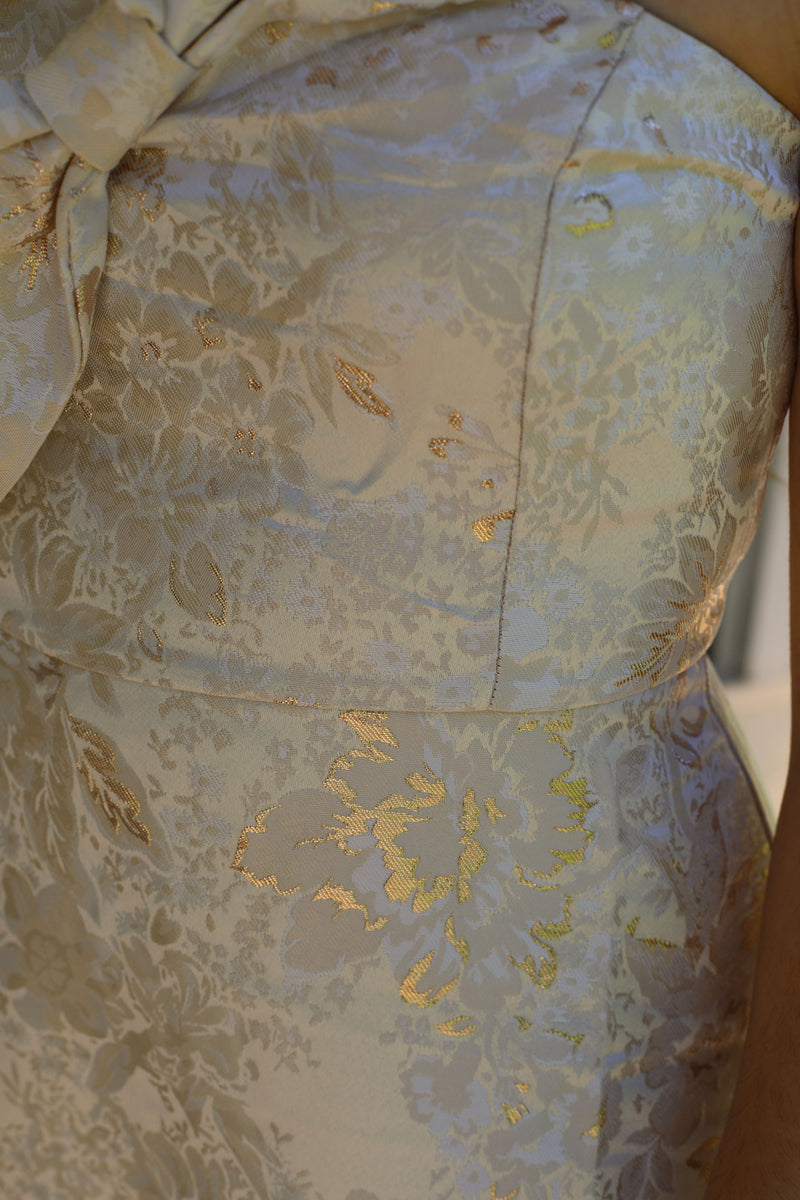Strapless Jacquard Midi Dress