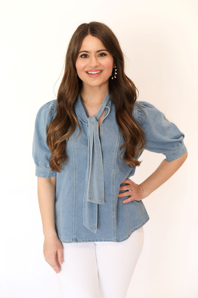 Blue Jean Bow Top
