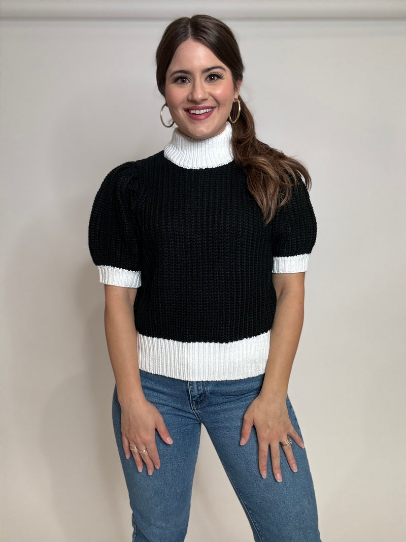 Black & White Knit Top