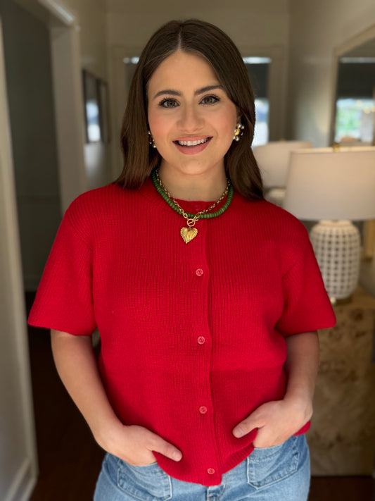 Red Hot Short Sleeve Sweater