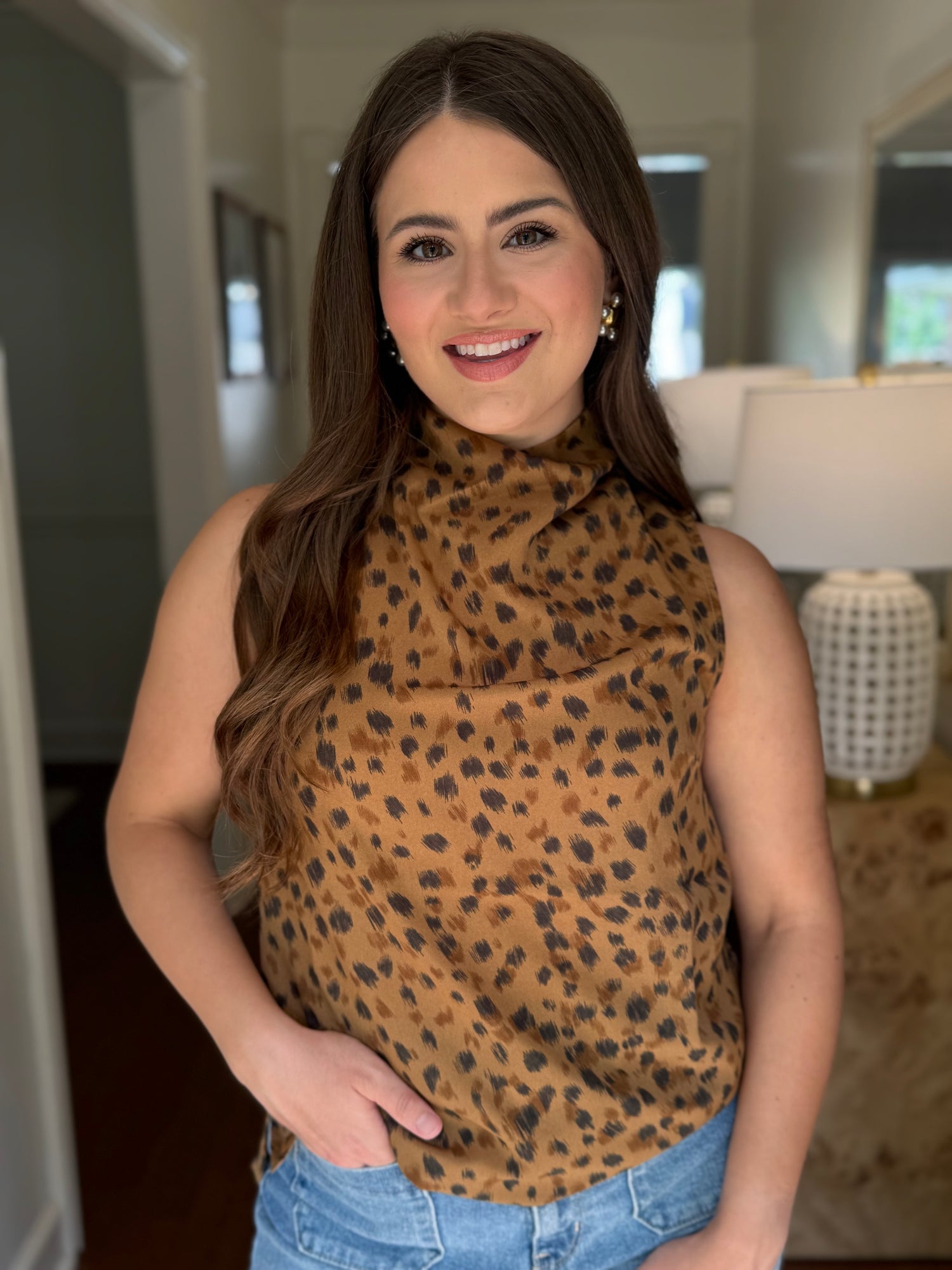 Cheetah Girl Cowl Neck Top