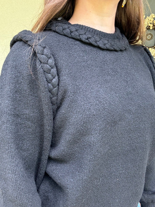 Black Braided Detail Sweater