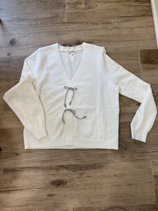 White Sparkly Bow Sweater
