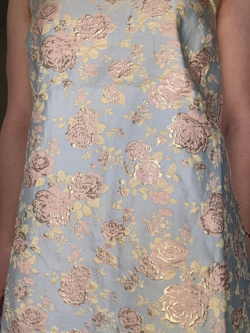 Light Blue Floral Jacquard Mini Dress