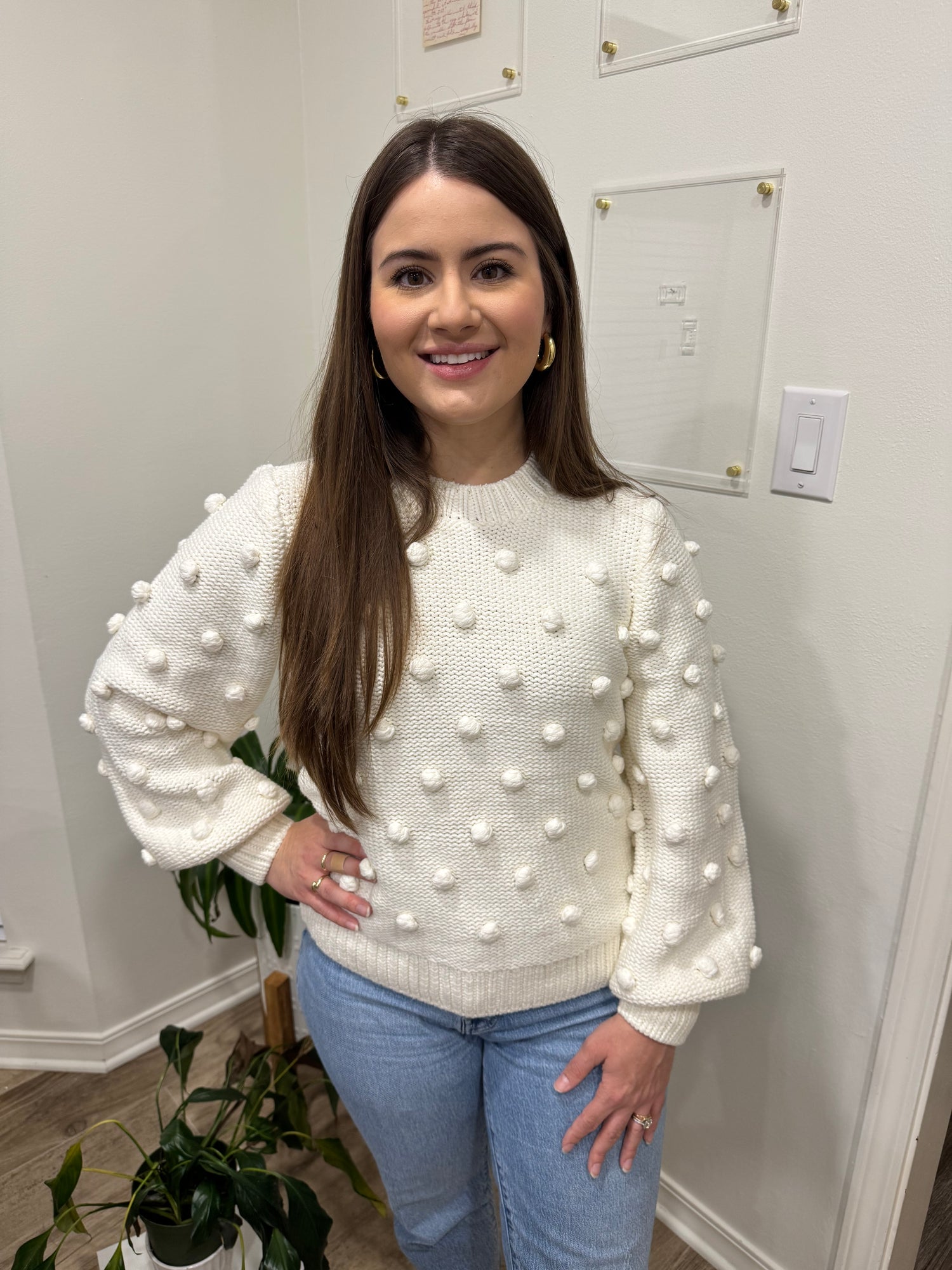 Cream Dot Sweater