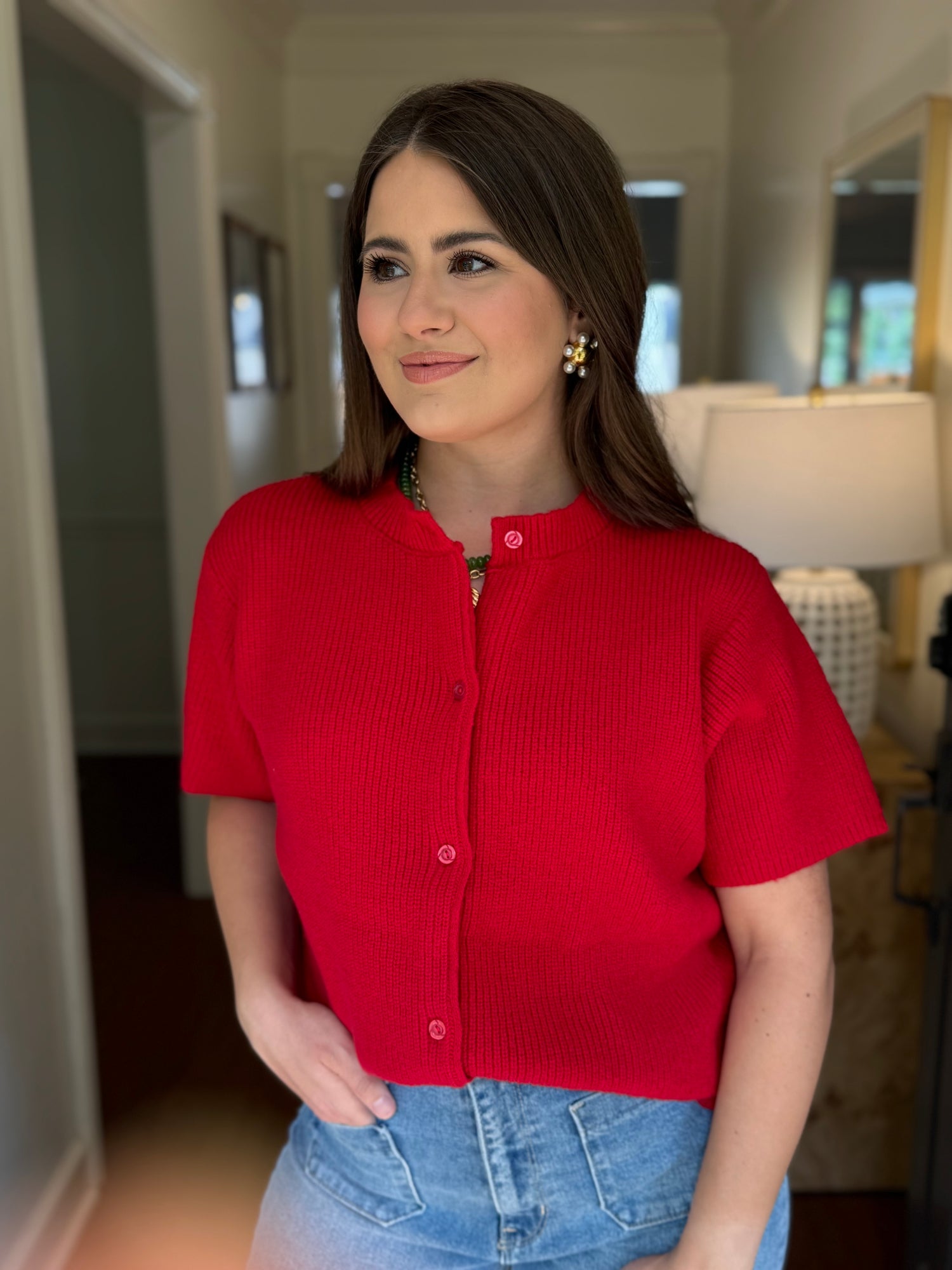 Red Hot Short Sleeve Sweater