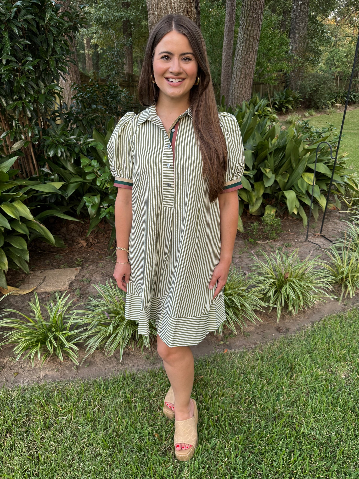 Light Green Striped Dress
