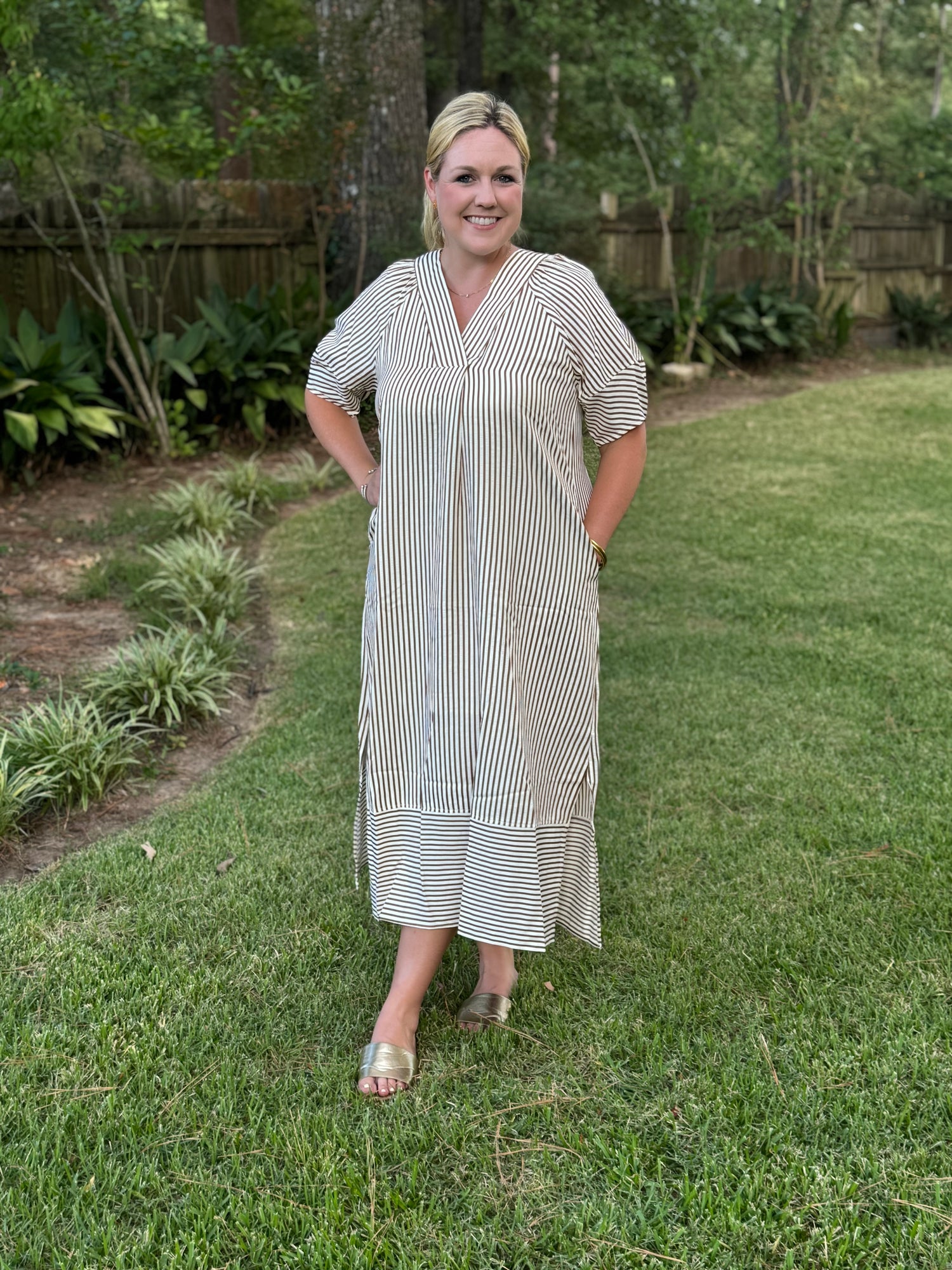 Brown Striped Maxi Dress